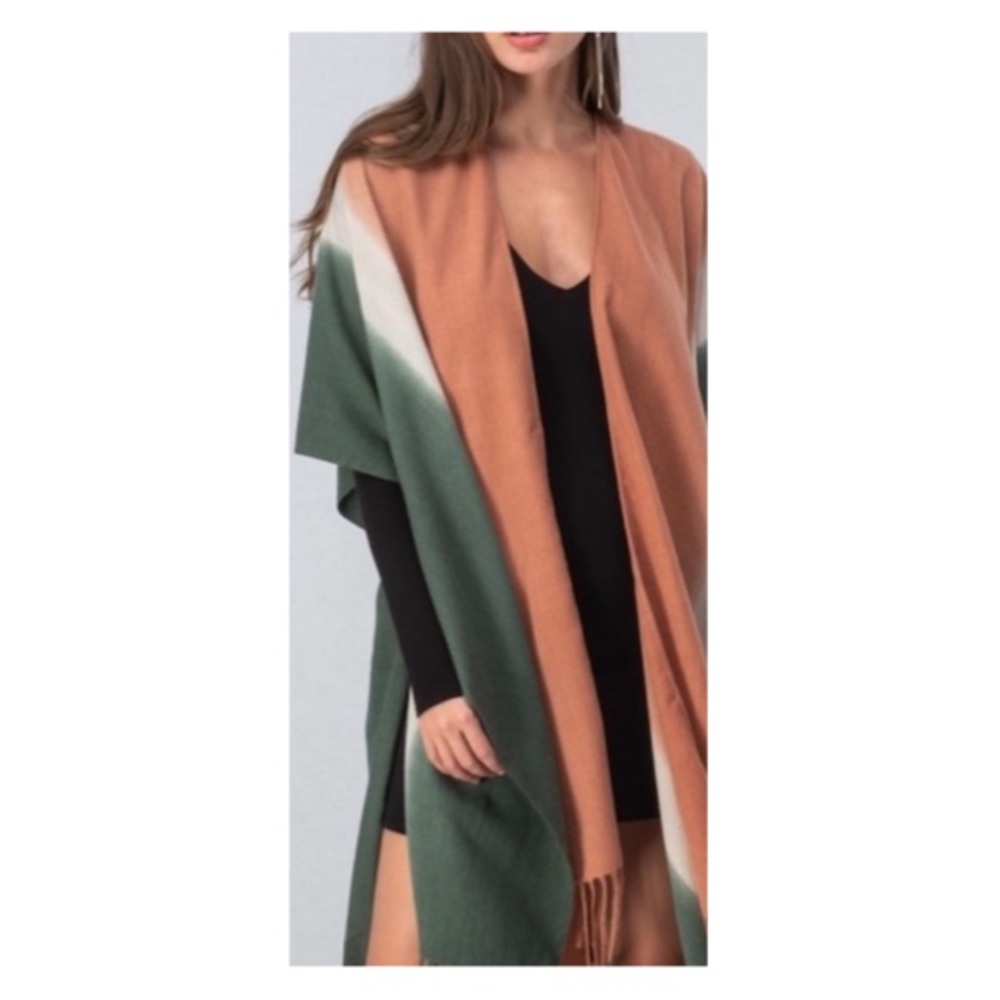 ℋ𝒫💐Fringed Boho Dyed Boho Poncho Cardigan - Picture 4 of 13